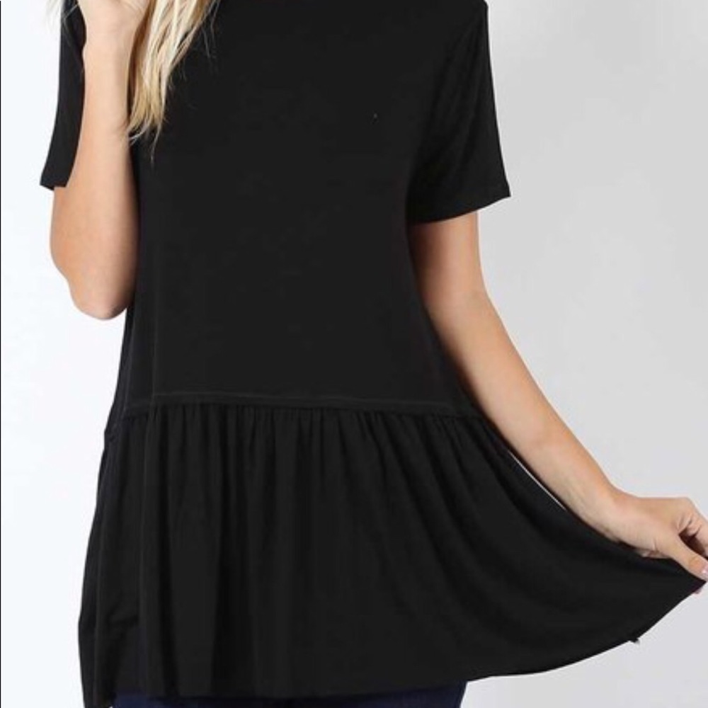 New Boutique Soft Black Ruffle Tunic Comfy